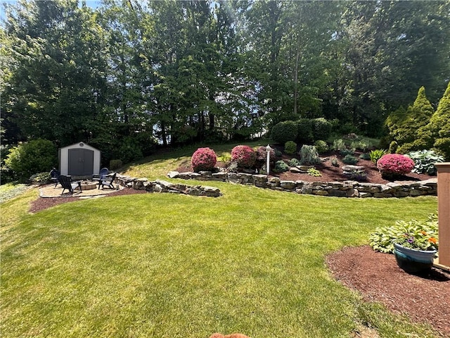 112 Brandywine, Manor, PA 15642 - view of green lawn with a fire pit and a patio area