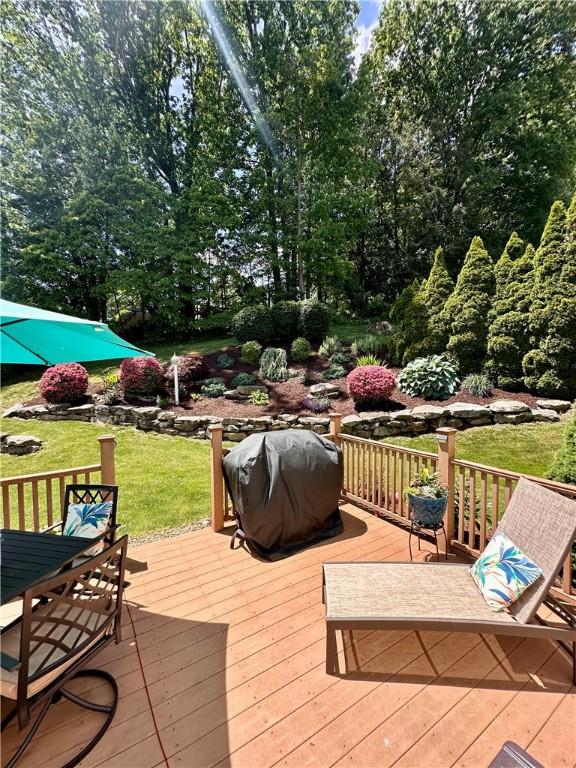 112 Brandywine, Manor, PA 15642 - wooden terrace featuring a yard