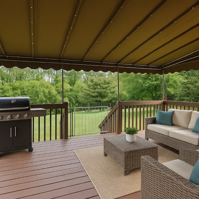465 Hewitt Ave, Canton Twp, PA 15301 - wooden terrace with an outdoor living space and a lawn