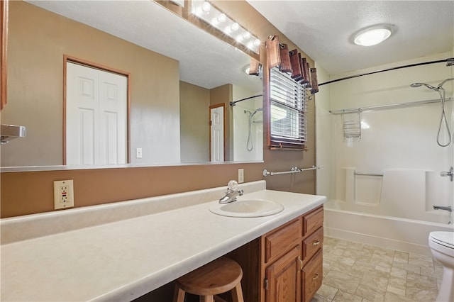 465 Hewitt Ave, Canton Twp, PA 15301 - bathroom featuring vanity, shower / bath combination, toilet, and stone finish floors