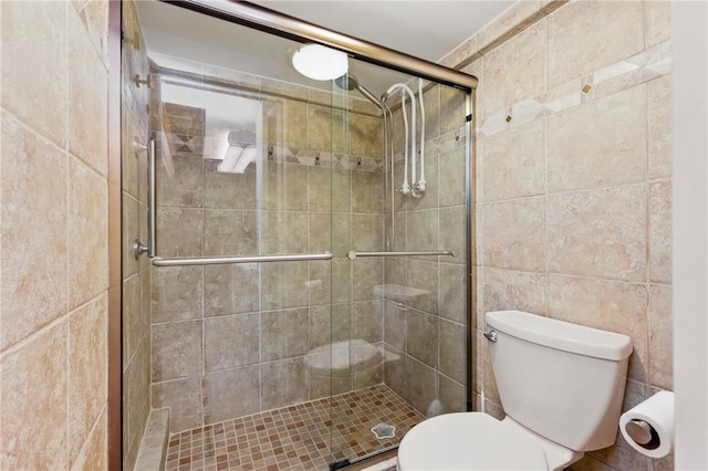471 Filmore Rd, Forest Hills Boro, PA 15221 - full bathroom with toilet, a stall shower, and tile walls