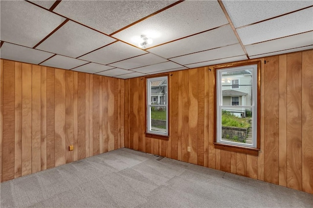 208 Maple Ave, City Of But Se, PA 16001 - unfurnished room with carpet, wood walls, and a drop ceiling