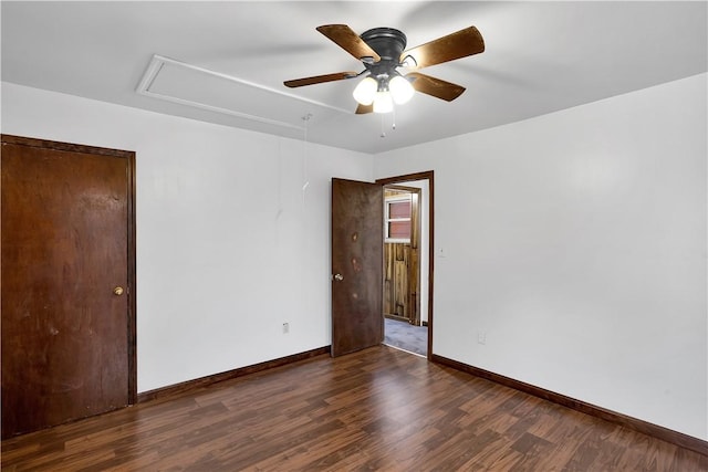208 Maple Ave, City Of But Se, PA 16001 - spare room featuring attic access, wood finished floors, a ceiling fan, and baseboards