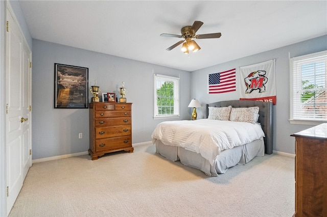 2536 Appletree Dr, Upper St Clair, PA 15241 - bedroom with light colored carpet, baseboards, and a ceiling fan