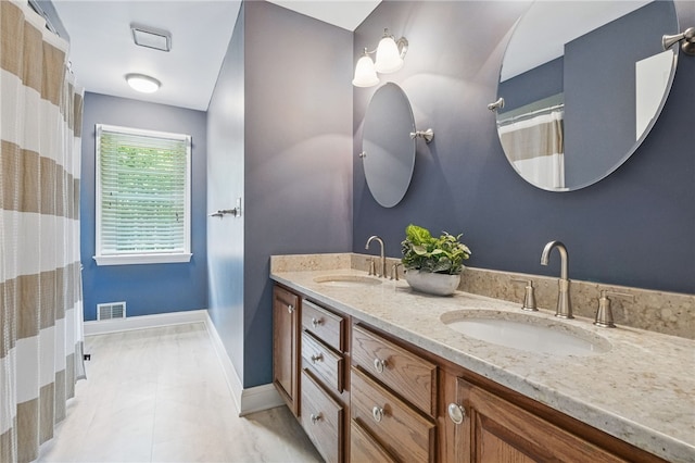 2536 Appletree Dr, Upper St Clair, PA 15241 - full bath with double vanity, baseboards, and curtained shower