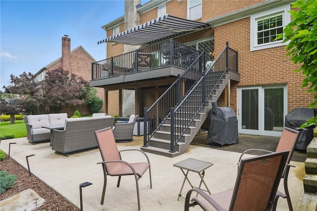 2536 Appletree Dr, Upper St Clair, PA 15241 - view of patio / terrace featuring an outdoor hangout area, area for grilling, a wooden deck, and stairway