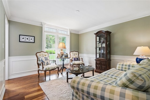 2536 Appletree Dr, Upper St Clair, PA 15241 - sitting room with wood finished floors, ornamental molding, and a wainscoted wall