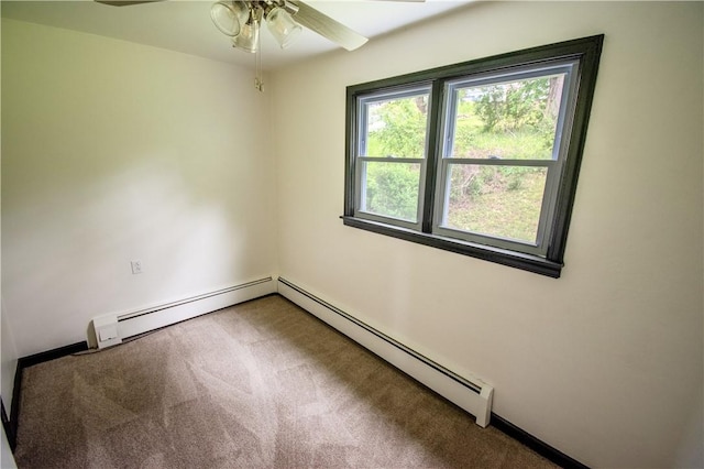 721 Grant Ave, West Mifflin, PA 15122 - unfurnished room with carpet flooring, ceiling fan, a baseboard heating unit, and baseboards