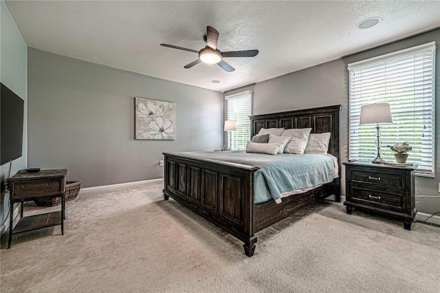 250 Overlook Ct, Robinson Twp Nwa, PA 15108 - bedroom featuring light carpet, a textured ceiling, baseboards, and ceiling fan