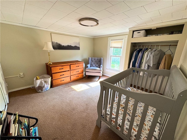 27 Oak Hill Dr, Pine Twp Mer, PA 16127 - bedroom featuring carpet, crown molding, baseboards, and a nursery area