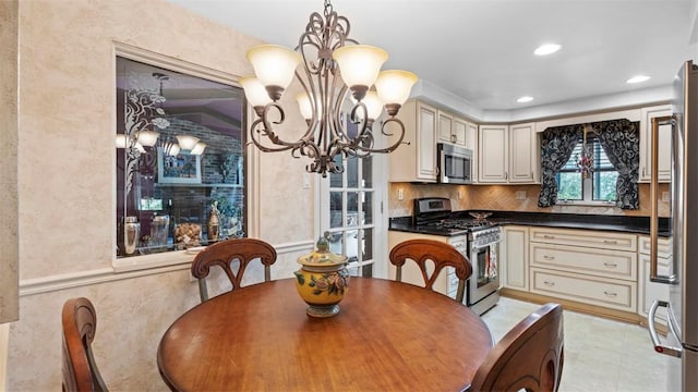 817 Wainwright Dr, Mt Lebanon, PA 15228 - dining room featuring a chandelier and recessed lighting