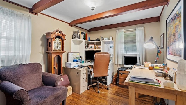817 Wainwright Dr, Mt Lebanon, PA 15228 - home office with beamed ceiling and wood finished floors