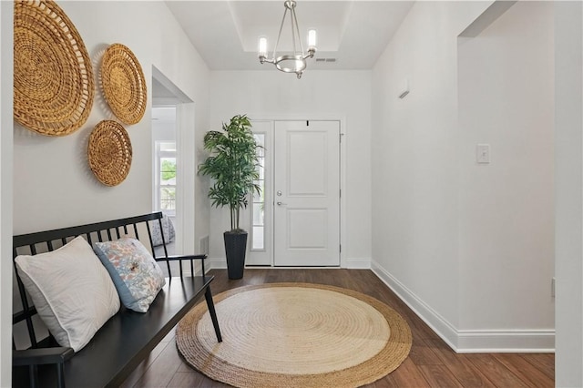 2019 Aiken Ct, Robinson Twp Nwa, PA 15136 - entryway featuring a chandelier, wood finished floors, and baseboards
