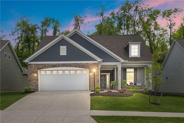 2019 Aiken Ct, Robinson Twp Nwa, PA 15136 - craftsman-style home with driveway, an attached garage, a front lawn, and roof with shingles