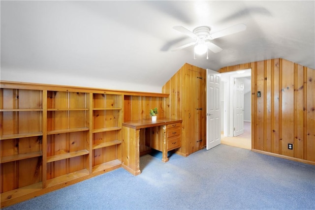 105 Brookwood Rd, Peters Twp, PA 15367 - unfurnished bedroom with lofted ceiling, carpet floors, and wooden walls