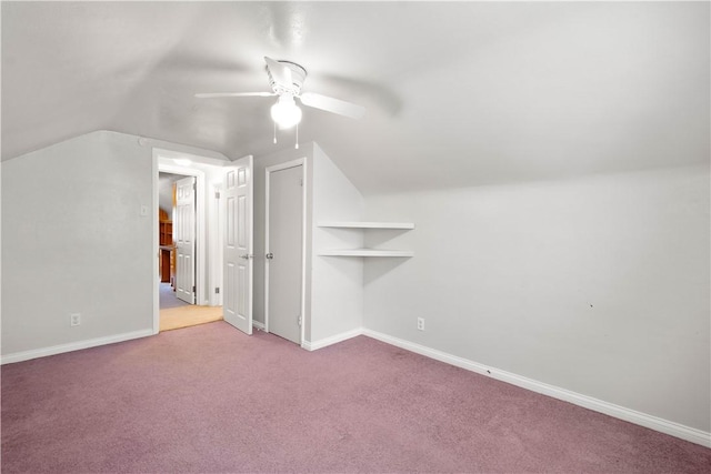 105 Brookwood Rd, Peters Twp, PA 15367 - additional living space featuring vaulted ceiling, a ceiling fan, carpet floors, and baseboards