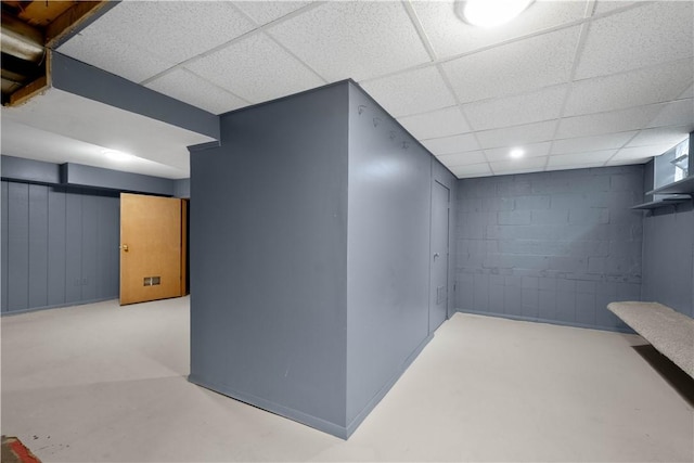 105 Brookwood Rd, Peters Twp, PA 15367 - finished basement with concrete block wall and a drop ceiling