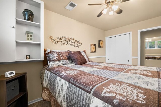 842 Towercrest Dr, Mt Lebanon, PA 15228 - bedroom with a closet, carpet flooring, a ceiling fan, and baseboards