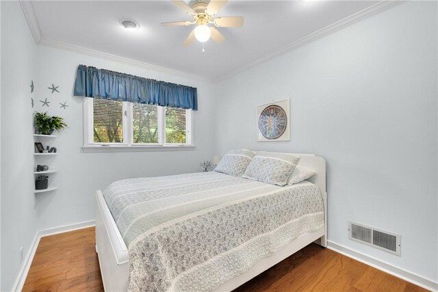 842 Towercrest Dr, Mt Lebanon, PA 15228 - bedroom featuring crown molding, wood finished floors, baseboards, and ceiling fan