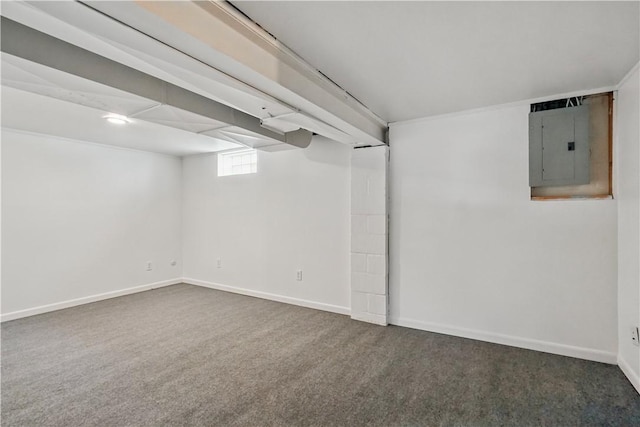 349 State Ave, Beaver, PA 15009 - basement with electric panel, carpet floors, and baseboards
