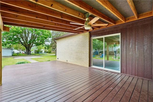 349 State Ave, Beaver, PA 15009 - wooden terrace featuring a yard and a ceiling fan