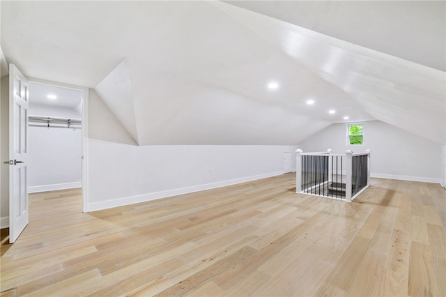 7118 Mcpherson Blvd, Point Breeze, PA 15208 - additional living space with vaulted ceiling, baseboards, light wood-style flooring, and recessed lighting