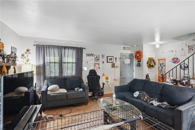 4218 Lebanon Church Rd, West Mifflin, PA 15122 - living room with wood finished floors and stairway