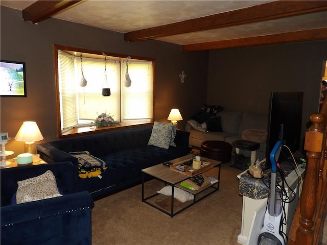 192 Searight Ave, Uniontown, PA 15401 - living area featuring beamed ceiling and carpet floors
