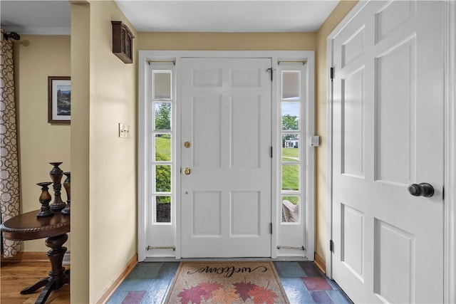 1209 Satellite Cir, Upper St Clair, PA 15241 - entryway with healthy amount of natural light, baseboards, and dark stone finish flooring