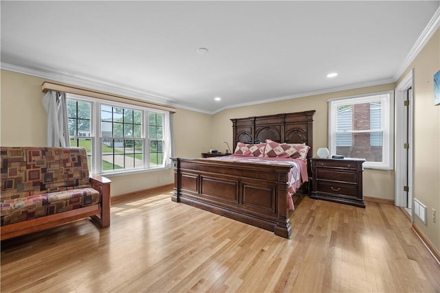 1209 Satellite Cir, Upper St Clair, PA 15241 - bedroom featuring light wood-style flooring, baseboards, crown molding, and recessed lighting