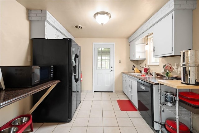 5266 Meadowcrest Rd, Baldwin Boro, PA 15236 - kitchen featuring black appliances, a sink, white cabinets, and light tile patterned floors