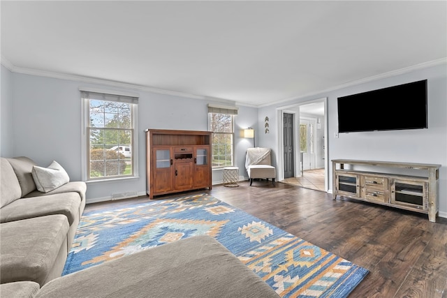 7104 Cresswyck Ct, Marshall, PA 15090 - living area with crown molding, wood finished floors, and baseboards