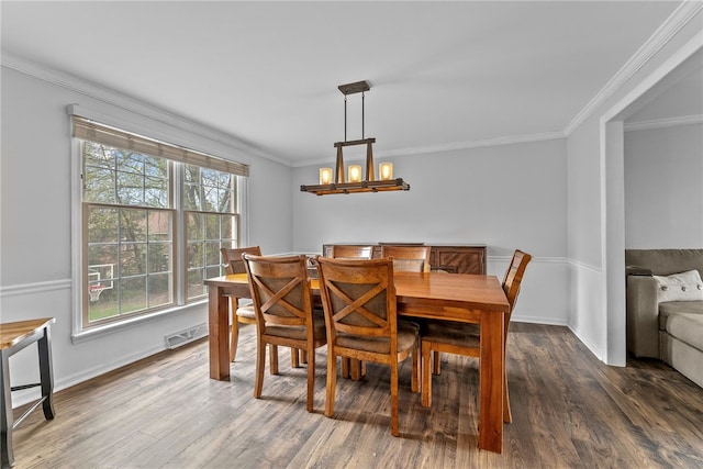 7104 Cresswyck Ct, Marshall, PA 15090 - dining space featuring ornamental molding, dark wood-type flooring, and baseboards