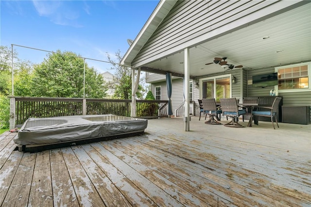 103 Cherokee Ct, Buffalo Twp But, PA 16229 - wooden terrace with outdoor dining space and ceiling fan