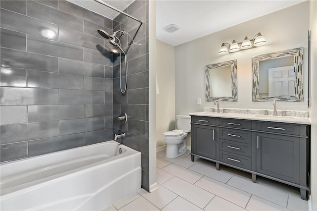 103 Cherokee Ct, Buffalo Twp But, PA 16229 - full bathroom featuring double vanity, tub / shower combination, toilet, tile patterned flooring, and baseboards