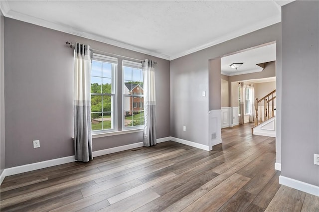 103 Cherokee Ct, Buffalo Twp But, PA 16229 - spare room featuring ornamental molding, wood finished floors, stairs, and baseboards