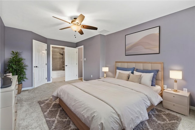 103 Cherokee Ct, Buffalo Twp But, PA 16229 - carpeted bedroom with baseboards, ceiling fan, and ensuite bathroom