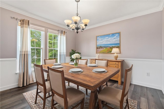 103 Cherokee Ct, Buffalo Twp But, PA 16229 - dining space with a chandelier, ornamental molding, dark wood-style floors, and baseboards