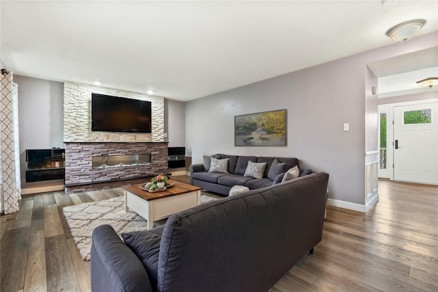 103 Cherokee Ct, Buffalo Twp But, PA 16229 - living area with a fireplace, wood-type flooring, baseboards, and recessed lighting