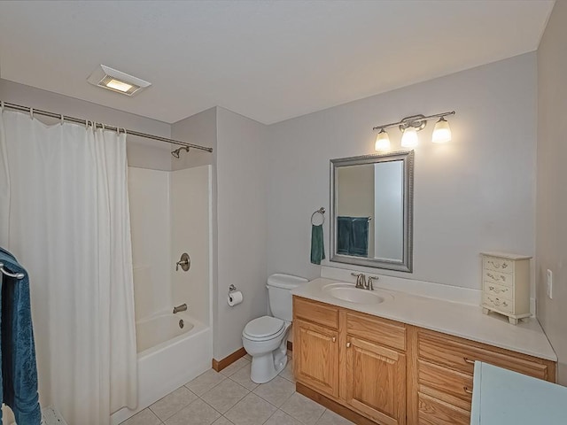305 Ivy Dr, Pine Twp Nal, PA 15044 - full bathroom with tile patterned flooring, toilet, vanity, and shower / tub combo with curtain