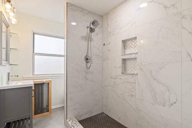 3319 Beechwood Blvd, Squirrel Hill, PA 15217 - bathroom with vanity and a marble finish shower