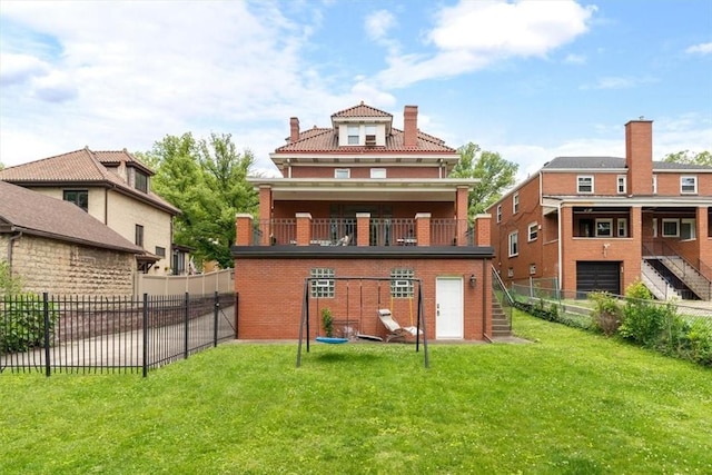 3319 Beechwood Blvd, Squirrel Hill, PA 15217 - back of house with stairway, a chimney, and brick siding