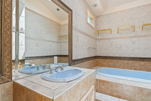 3319 Beechwood Blvd, Squirrel Hill, PA 15217 - full bath with a garden tub, tile walls, and vanity