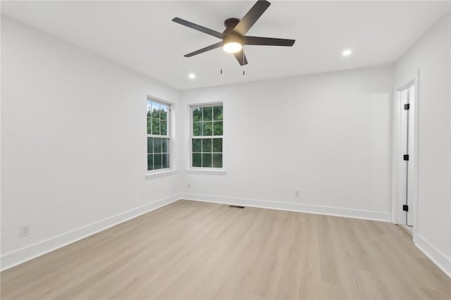 219 Randy Ln, Moon/Crescent Twp, PA 15108 - unfurnished room featuring light wood-style floors, ceiling fan, recessed lighting, and baseboards