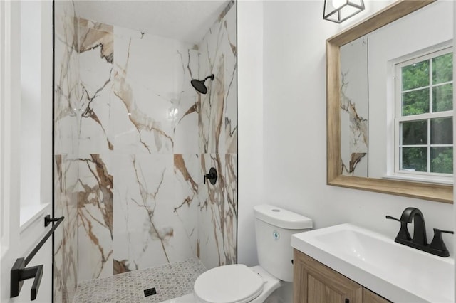 219 Randy Ln, Moon/Crescent Twp, PA 15108 - full bath featuring vanity, toilet, and a marble finish shower