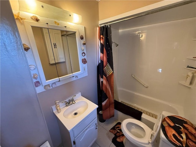 7134 Gladefield St, Lincoln-Larimer, PA 15206 - bathroom with toilet, vanity, shower / tub combo with curtain, and tile patterned floors