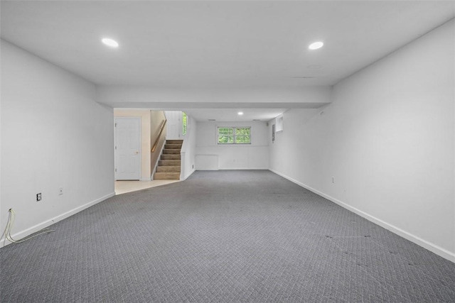 10276 Rinaman Rd, Mccandless, PA 15090 - unfurnished room with recessed lighting, stairs, carpet, and baseboards