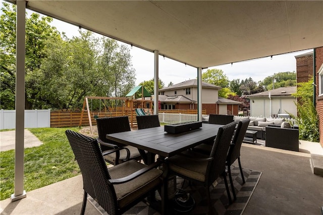 233 Anita Ave, Squirrel Hill, PA 15217 - view of patio with an outdoor living space, a playground, and outdoor dining space