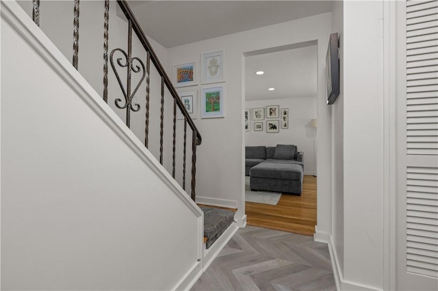 233 Anita Ave, Squirrel Hill, PA 15217 - entrance foyer with baseboards, stairway, and recessed lighting