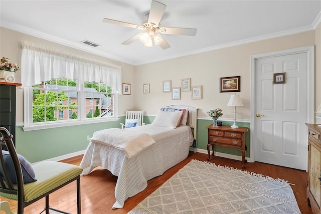 1544 Eldorado Dr, Hopewell Twp Bea, PA 15001 - bedroom featuring wood finished floors, baseboards, ornamental molding, and a ceiling fan